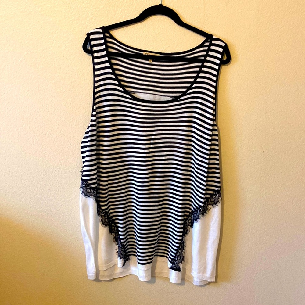Democracy Black & Ivory White Stripes & Lace